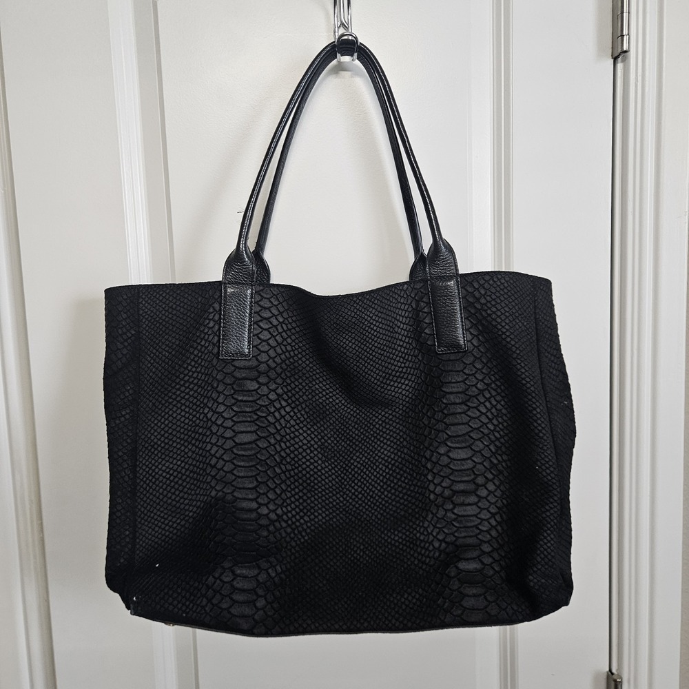 J McLaughlin Womens Leather Purse Tote Bag‎ Black Large
